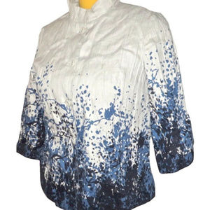 CWC Lined Linen Jacket Indigo Floral Print 12